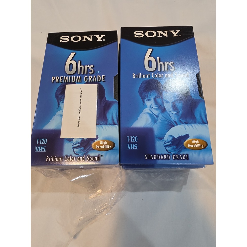 Sony VHS Tapes 6 Pack T-120 Blue New Premium Standard Grade 6hr EP
